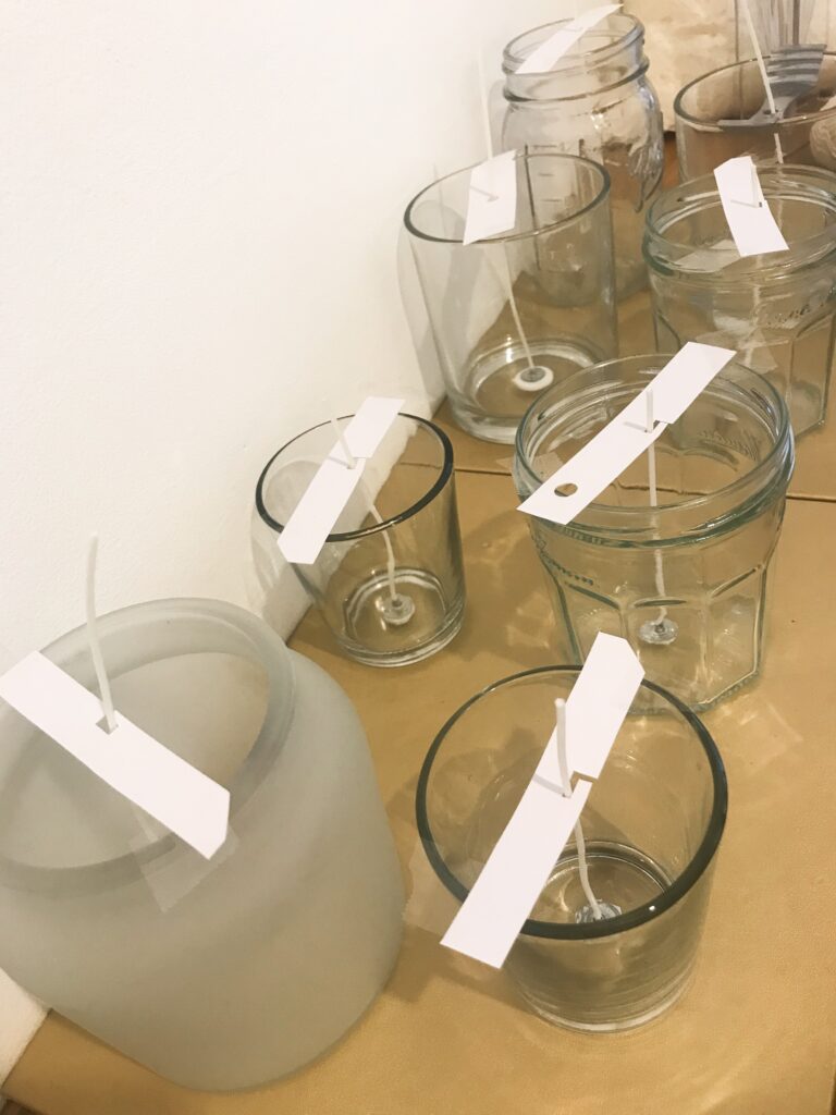 Candles jars and wicks for candle making