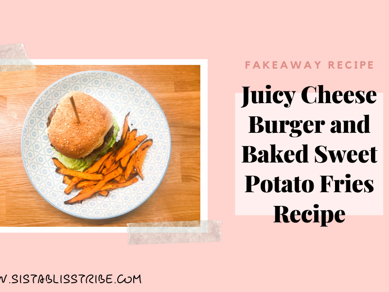 Juicy Cheese Burger and Sweet Potato Fries Recipe
