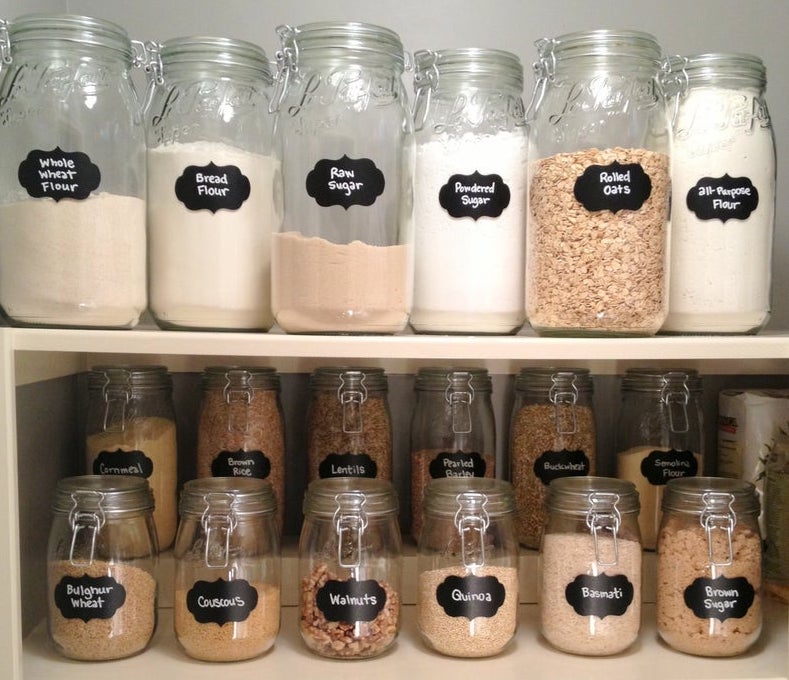 Pantry jars with chalk labels